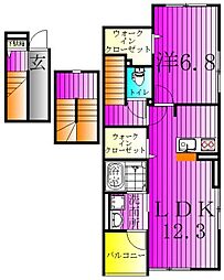 ピュアプリムローズ 1LDKの間取図画像