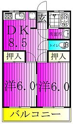 浜田第一マンション 2DKの間取図画像