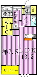 リシェス2 1LDKの間取図画像