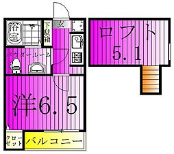 DHG恵 1Kの間取図画像