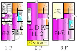 柏市柏6丁目アパート 2LDKの間取図画像