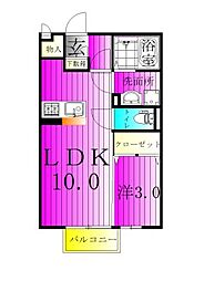 クロスクローバー2 1LDKの間取図画像