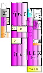 ParksideTerrace 2LDKの間取図画像