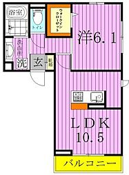 フォレストヴィラ 1LDKの間取図画像