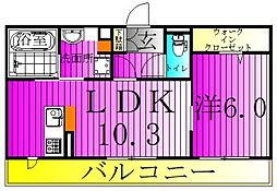 ディアレスト2 1LDKの間取図画像