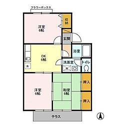 インペリアルヒルズ 3DKの間取図画像