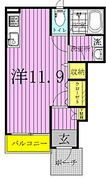 トスカーナ ワンルームの間取図画像