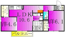 クラレットβ 2LDKの間取図画像