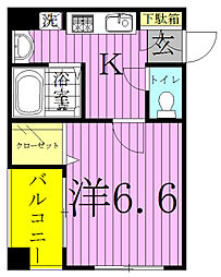 エスフォート柏 1Kの間取図画像