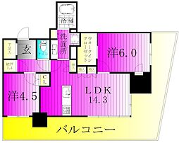 パークシティ柏の葉キャンパスサウスマークタワー 2LDKの間取図画像