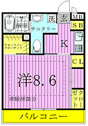 リブリ・クレイン柏 1Kの間取図画像