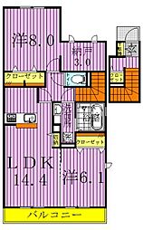 ブリエ2 2LDKの間取図画像
