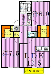 メルベーユ西白井 2LDKの間取図画像