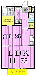 メゾンローレル2 1LDKの間取図画像