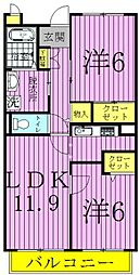 エクセレントハウス 2LDKの間取図画像