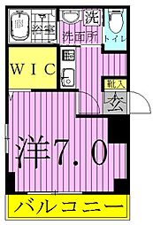 b'CASA天王台 1Kの間取図画像