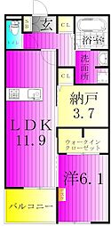 アンプルール 1SLDKの間取図画像