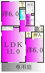 ペアフィールドB 2LDKの間取図画像