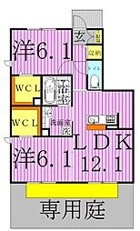ルミナスおおたかの森 2LDKの間取図画像