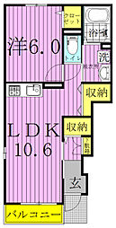 プロムナードパルクYU 1LDKの間取図画像