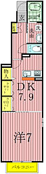 オートヌヴァレ 1DKの間取図画像