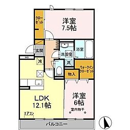 グランジュスト 2LDKの間取図画像