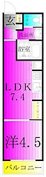 アルカンシエル柏 1LDKの間取図画像