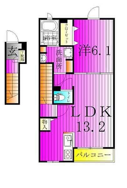 ノーブルM 203｜千葉県野田市山崎梅の台(賃貸アパート1LDK・2階・46.90㎡)の写真 その2