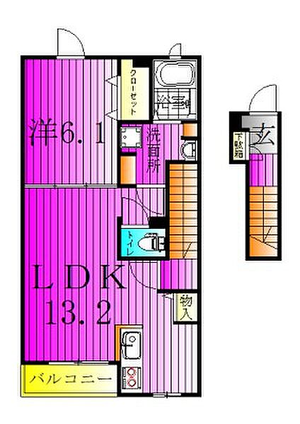 ノーブルM 204｜千葉県野田市山崎梅の台(賃貸アパート1LDK・2階・46.90㎡)の写真 その2