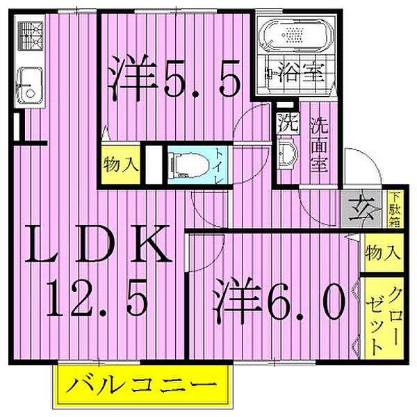 リュミエール 103｜千葉県野田市山崎(賃貸アパート2LDK・1階・55.47㎡)の写真 その2