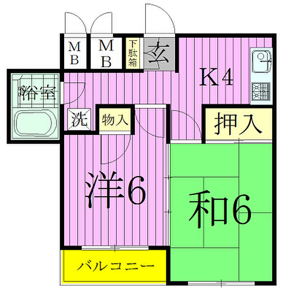 アブニール南柏 102｜千葉県柏市南柏２丁目(賃貸マンション2K・1階・33.93㎡)の写真 その2