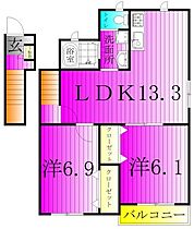 フラワータウンB 201 ｜ 千葉県野田市柳沢226-1（賃貸アパート2LDK・2階・59.93㎡） その2