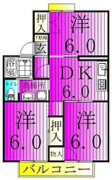 パールハイツ米村26 3DKの間取図画像