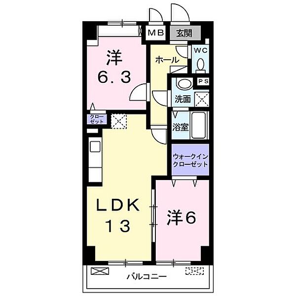 あかやま参番館 312｜茨城県古河市旭町１丁目(賃貸マンション2LDK・3階・60.76㎡)の写真 その2