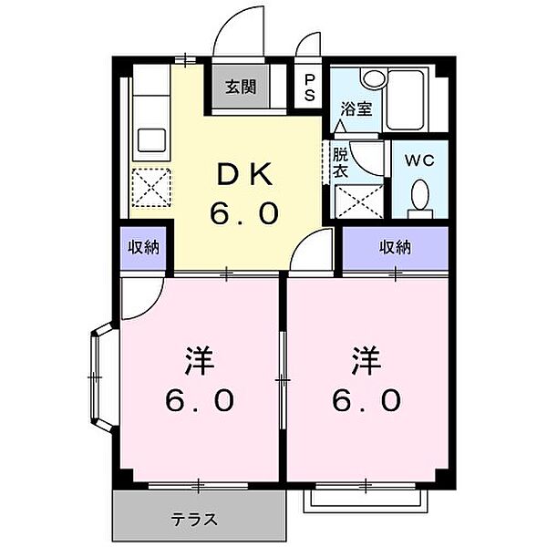 アーバン　スナガ　S 106｜栃木県栃木市大平町新(賃貸アパート2DK・1階・39.73㎡)の写真 その2