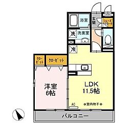 アネシス城北B 1LDKの間取図画像