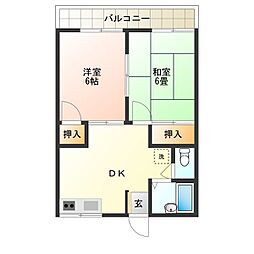 オグラハイツ 2DKの間取図画像