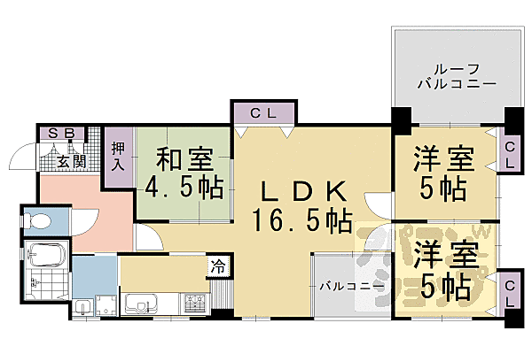 ＴＷＩＮＫＬＥＣＯＵＲＴ桂ＥＡＳＴ 205｜京都府京都市西京区桂野里町(賃貸マンション3LDK・2階・71.20㎡)の写真 その2