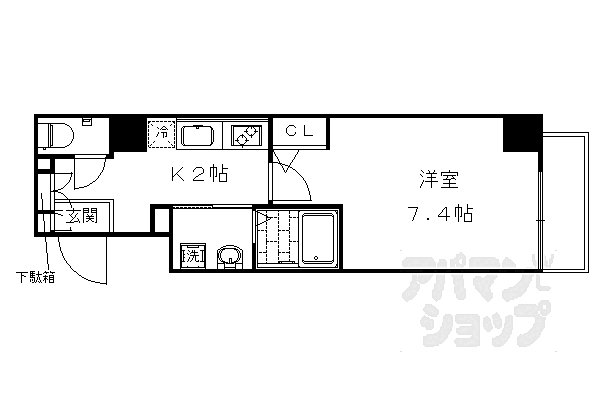 京都府京都市右京区梅津南上田町(賃貸マンション1K・7階・26.40㎡)の写真 その2