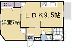 プリオール京都 3階1DKの間取り