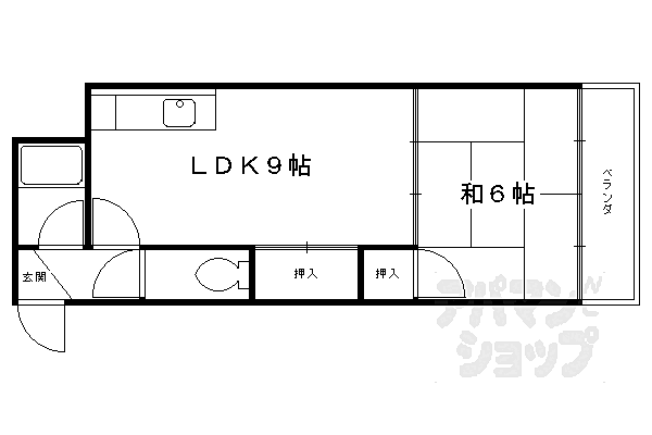 シャルレ1番館　物集女 205｜京都府向日市物集女町豆尾(賃貸マンション1LDK・2階・34.47㎡)の写真 その2