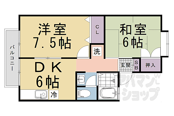 エンゼルハイム桂川 103｜京都府京都市西京区桂上野西町(賃貸アパート2DK・1階・41.31㎡)の写真 その2