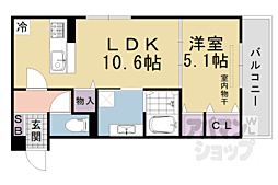 ｖｏｇｕｅ京都桂 2階1LDKの間取り
