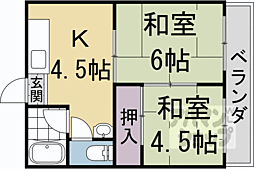 ハイツ西柿 2階2DKの間取り