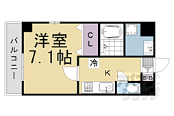 JR山陰本線 馬堀駅 徒歩19分の賃貸マンション 3階1Kの間取り