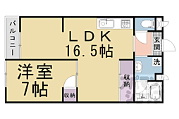 JR山陰本線 太秦駅 徒歩7分の賃貸マンション 1階1LDKの間取り