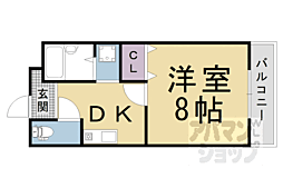 グランフォルム西向日 1階1DKの間取り