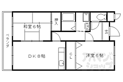 エクセレント上桂 2階2DKの間取り