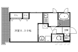 ピソ・シエテ洛西口 1階1Kの間取り