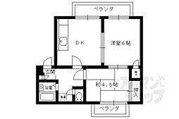 クレールコート 1階2DKの間取り